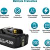 2 Pack 18V 5.0Ah BL1850B Battery Compatible with Makita 18V Batteries - Image 4