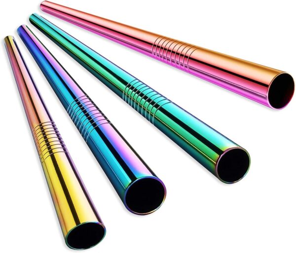 ALINK 6-Pack Stainless Steel Metal Boba Straws - Image 4